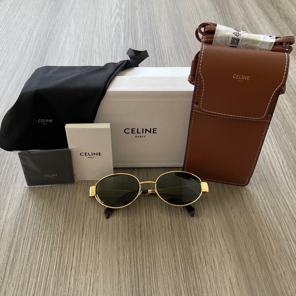 NWT Celine Triomphe Metal 01 Sunglasses Gold - Picture 11 of 11